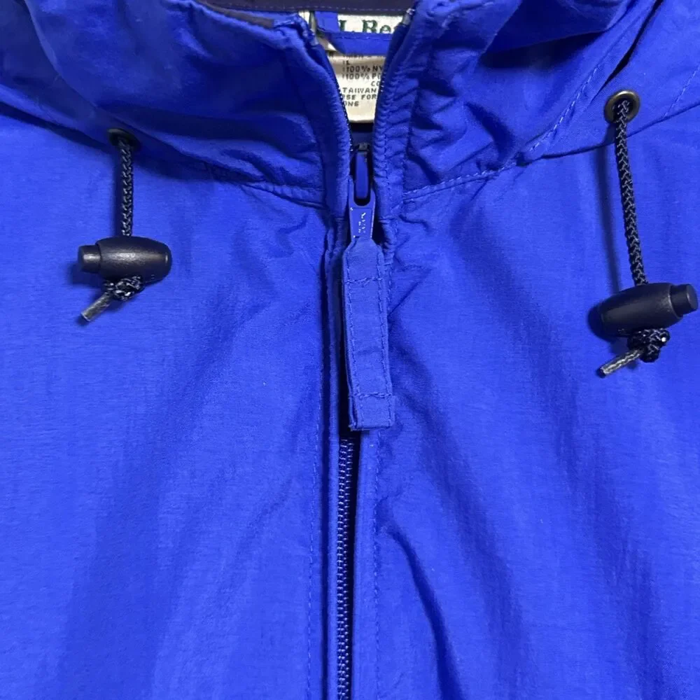 L.L. Bean Men's Rain Jacket Sz Large Blue Full Zip Vintage Windbreaker Outdoors